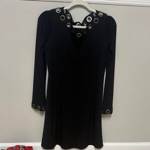Fun black dress for winter with metal gold Accents